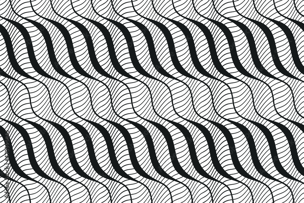 Poster abstract seamless pattern background with waves. black curve lines. wavy illustration.