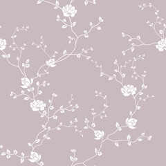 seamless pattern of flowers, branches and leaves