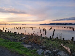 sunset over the river