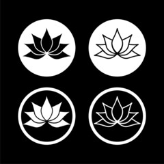 Lotus flowers set icon isolated on dark background