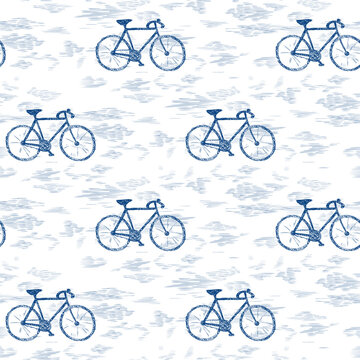 Urban seamless pattern with bicycle