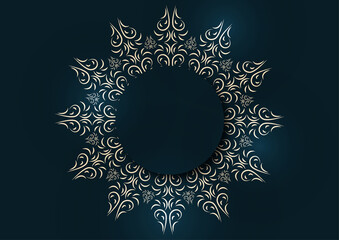 Luxury mandala background. Decorative round ornament. Oriental design. Yoga logos. Snowflake. Vector