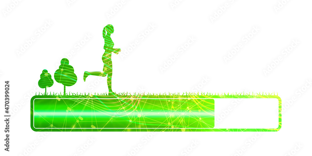 Poster progress or loading bar with running woman silhouette