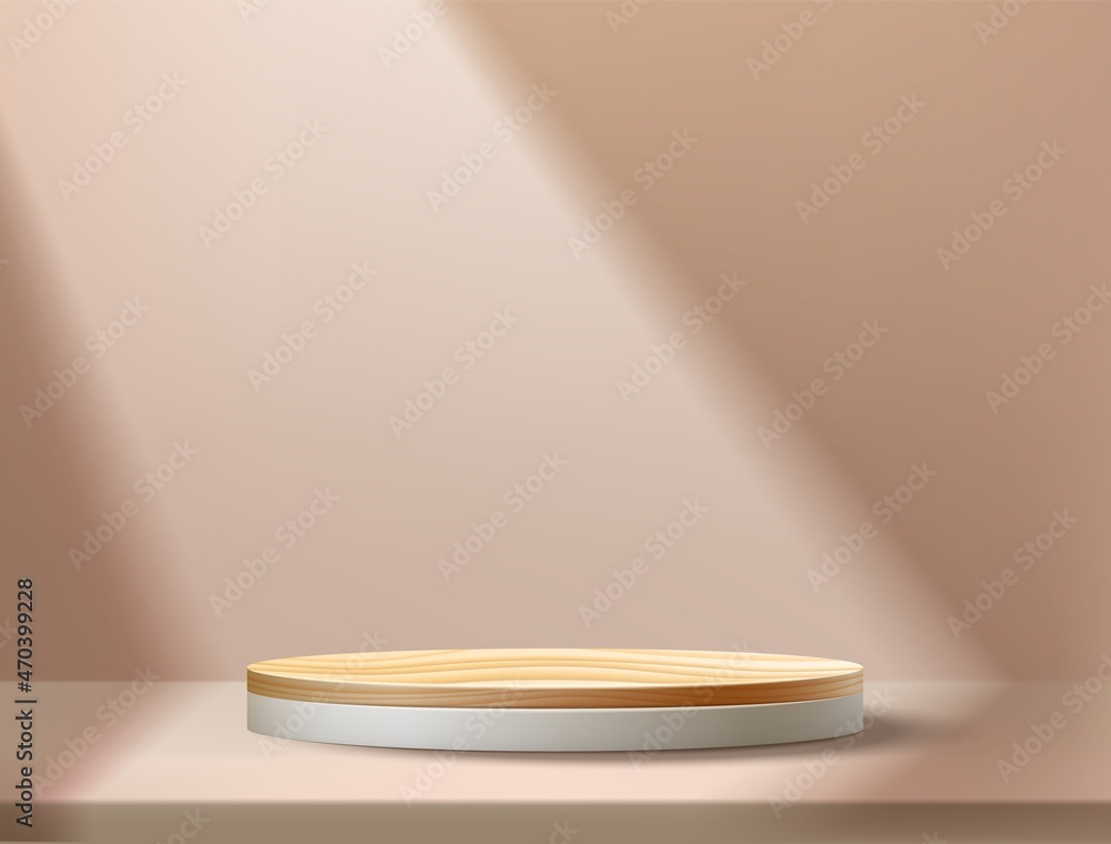 Poster empty product stage. realistic 3d scene render with podium for product advertising, blank geometric 