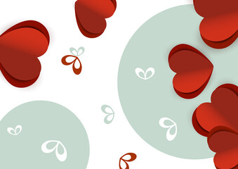 Valentine's hearts. Paper flying elements on a white background. Vector love symbols in the shape of a heart for Happy Women's, Mother's Day, Valentine's Day, greeting card