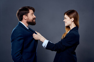 emotional men and women in suits work colleagues office work