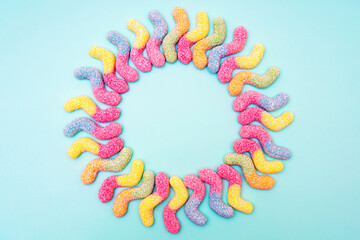 Sun shape made of gummy worms