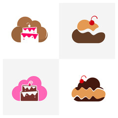 Set of Cloud Bakery logo design vector template. Bakery logo concept