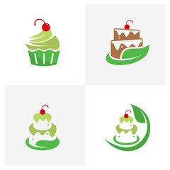 Set of Leaf Bakery logo design vector template. Bakery logo concept