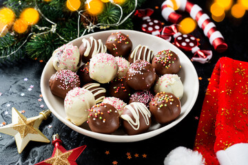 Luxury handmade chocolate truffle for happy  holiday days.