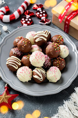 Luxury handmade chocolate truffle for happy  holiday days.