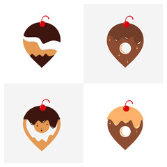 Set of Point Cake logo design vector template. Bakery logo concept