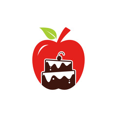 Apple Cake logo design vector template. Bakery logo concept