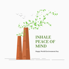 World environment day. Concept of inhale peace of mind design for banner, poster, greeting card. Vector illustration