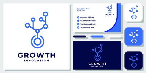 Growth Circle Ion Technology Innovation Connection Modern Logo Design with Business Card Template