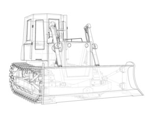 Earth mover, bulldozer. Vector rendering of 3d