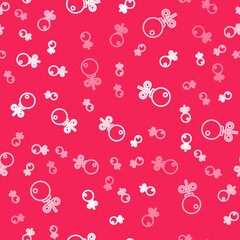 White line Stud earrings icon isolated seamless pattern on red background. Jewelry accessories. Vector