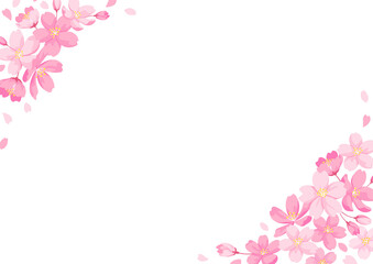 Cherry Blossom Frame, Card Design Template, White Background