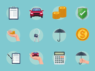 twelve car insurance icons