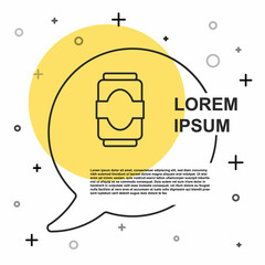 Black line Soda can icon isolated on white background. Random dynamic shapes. Vector