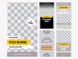 Social media instagram, facebook, pinterest cover template, stories fast food and beverage with yellow colors design vector template ai & eps 10