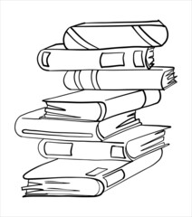 A stack of books. Coloring. Vector
