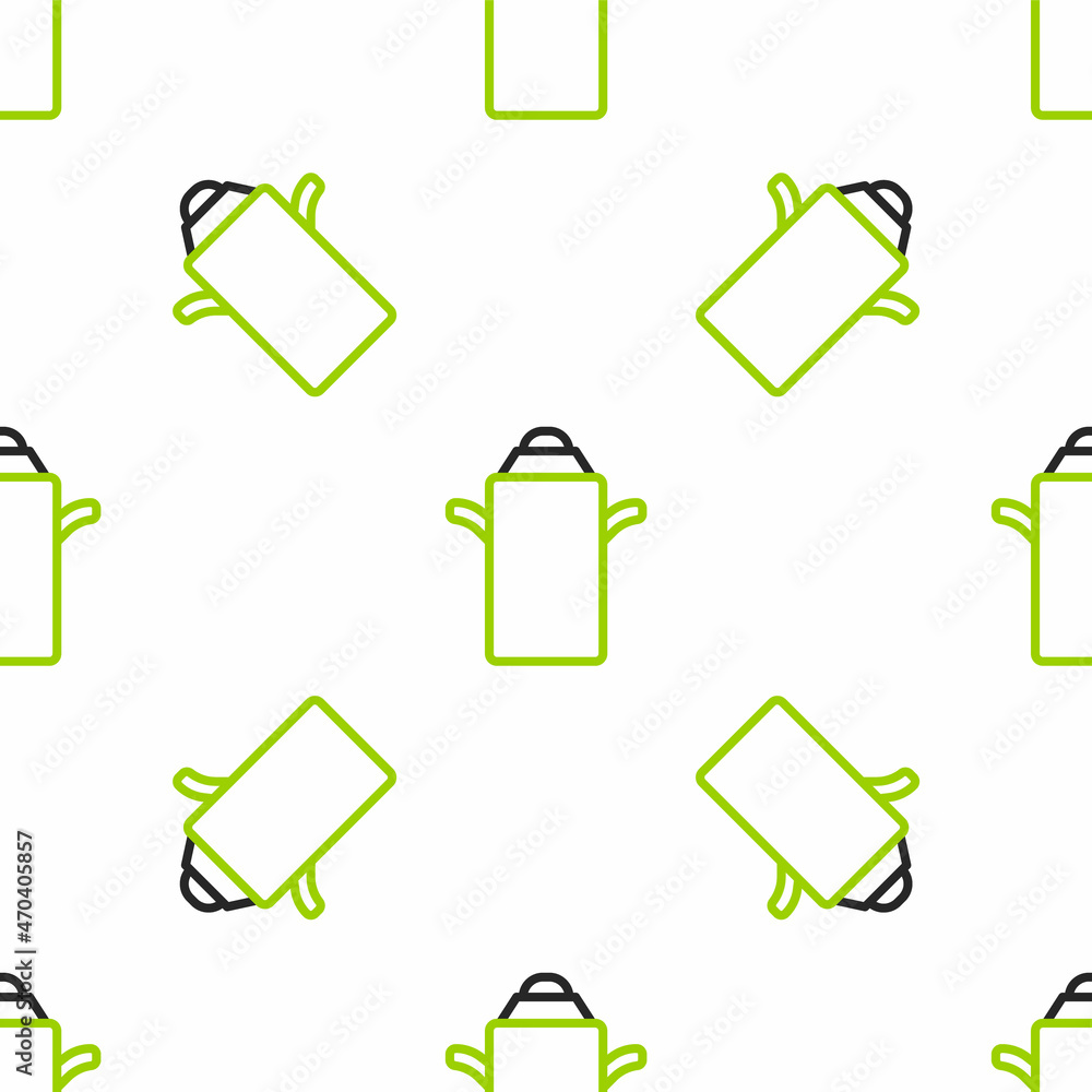 Poster line can container for milk icon isolated seamless pattern on white background. vector