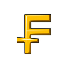 Golden Franc money currency in drawing style isolated vector. Hand drawn object illustration for your presentation, teaching materials or others as you want.