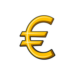 Golden Euro money currency in drawing style isolated vector. Hand drawn object illustration for your presentation, teaching materials or others as you want.