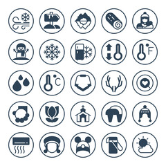 Circle glyph icons for winter season.