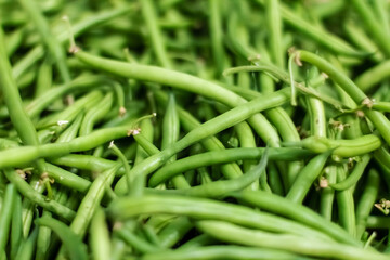 Background from green bean string. Close up.