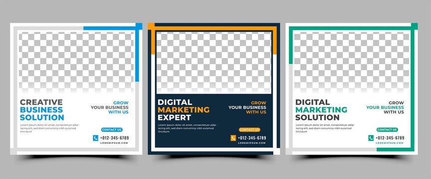 Set of Business Promotion Social Media Post Template Design.
