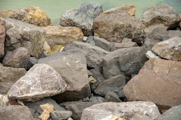 Rocks and Stones on Beach.Relaxation Landscape Viewpoint