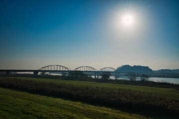 Fototapeta na wymiar 神崎大橋の朝の風景