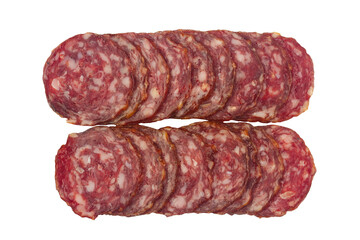 salami sausages packaging isolated on white