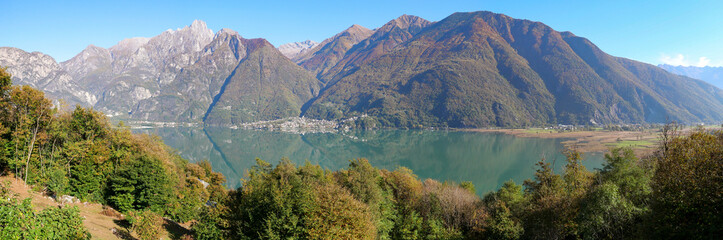 The Novate Mezzola lake at the beginning of Valchiavenna
