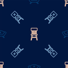 Set line Sofa, Chair and on seamless pattern. Vector