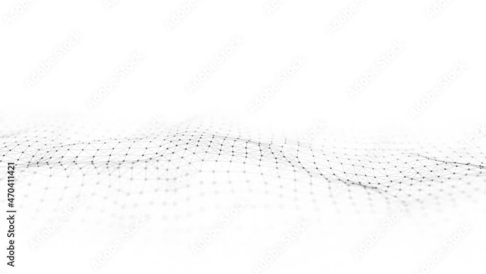 Poster abstract technology wave of particles and line. big data visualization. light background with motion