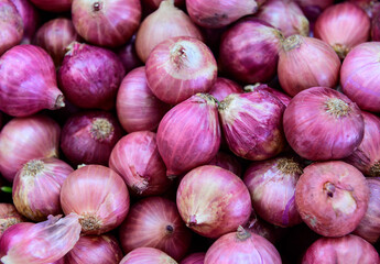 Full frame shot of red onions