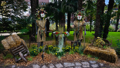 Erntedank-Blumenschmuck in Meran, Südtirol, Italien