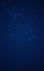 Silver Snow Vector Blue Background. Falling