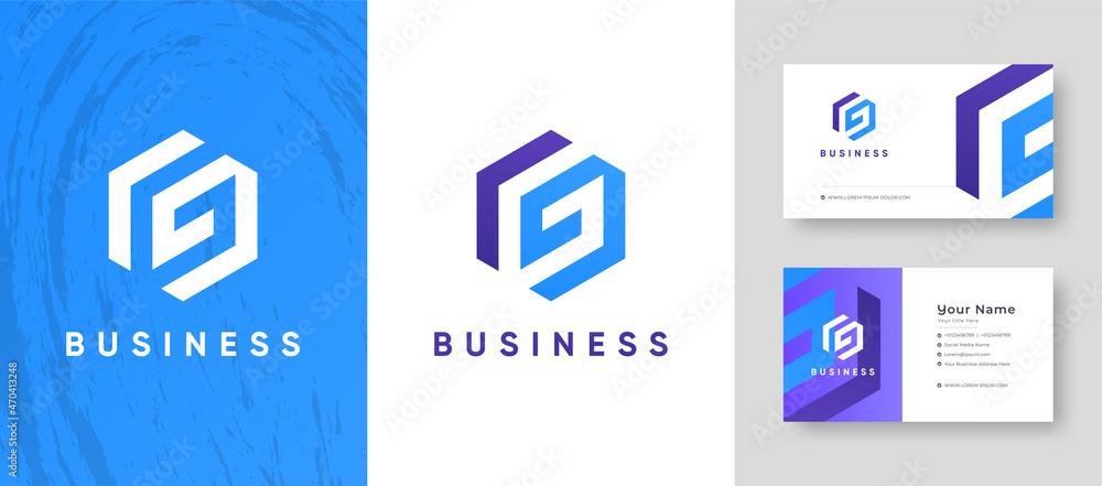 Wall mural negative space Initial Letter G Company business Logo with Business Card Design Fresh or Clean Editable Template - Wall murals