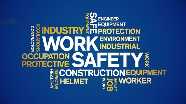Work Safety Animated Tag Word Cloud;Text Design Animation typography seamless loop.