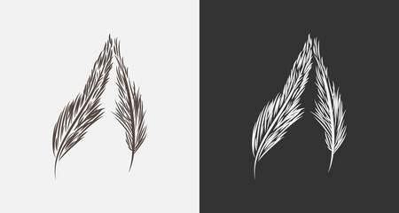 Letter a Logo Concept with palm leaves