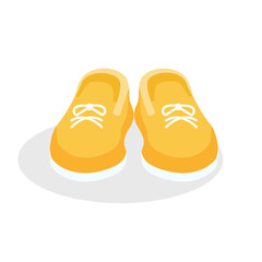 Yellow sneakers on an isolated background. Vector illustration of bright shoes. Flat design.