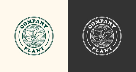 Vector circle element logo design with plant concept