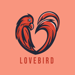 BIRD PINK LOVE VECTOR LOGO CONCEPT