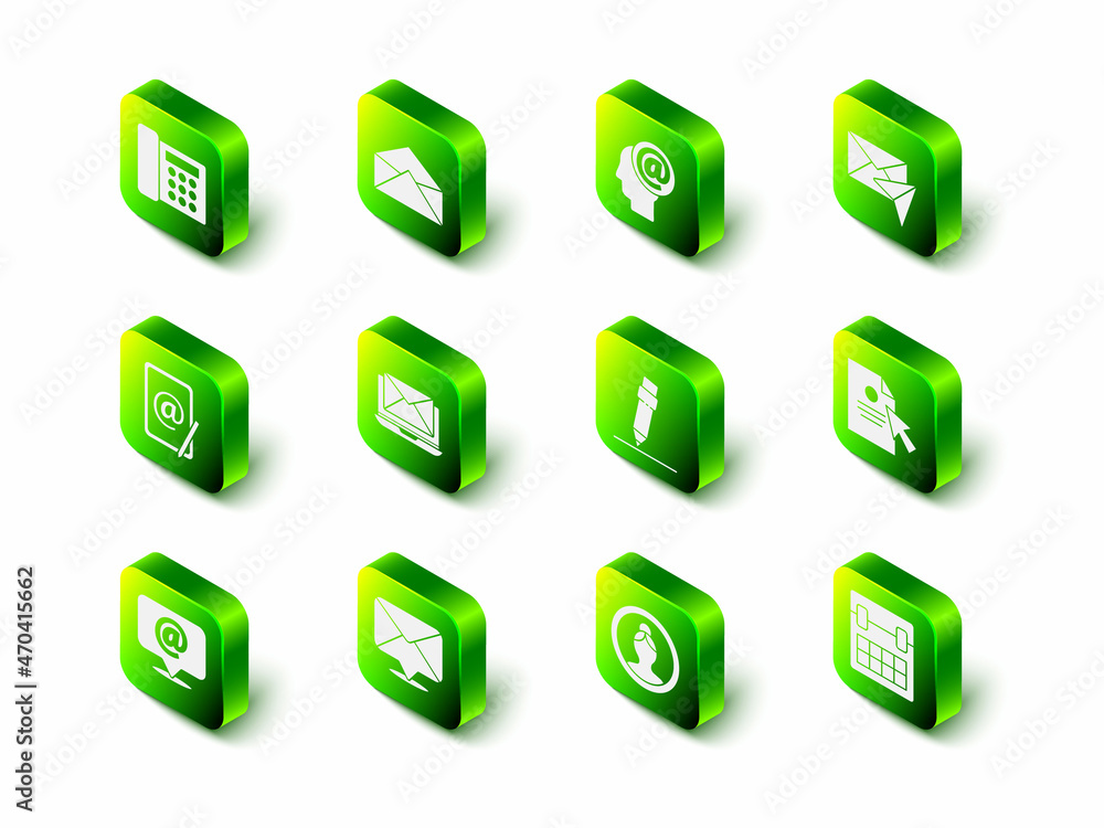 Poster set envelope, mail and e-mail, document cursor, calendar, pencil with eraser, create account screen 