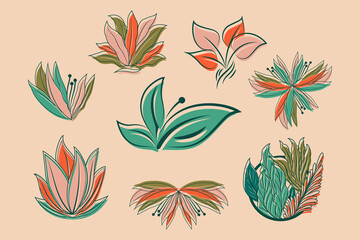 FLORAL ORNAMENTS WITH PASTEL COLOR