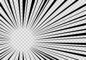 Black and white comic manga effect with transparent background. Superhero speed banner template